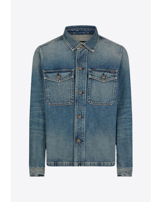 Tom Ford Blue Washed Denim Jacket for men