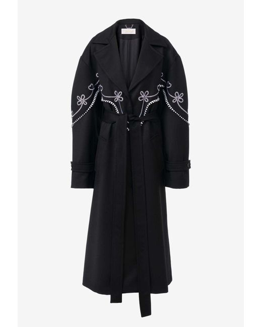 Chloé Black Wool Trench-Style Midi Coat