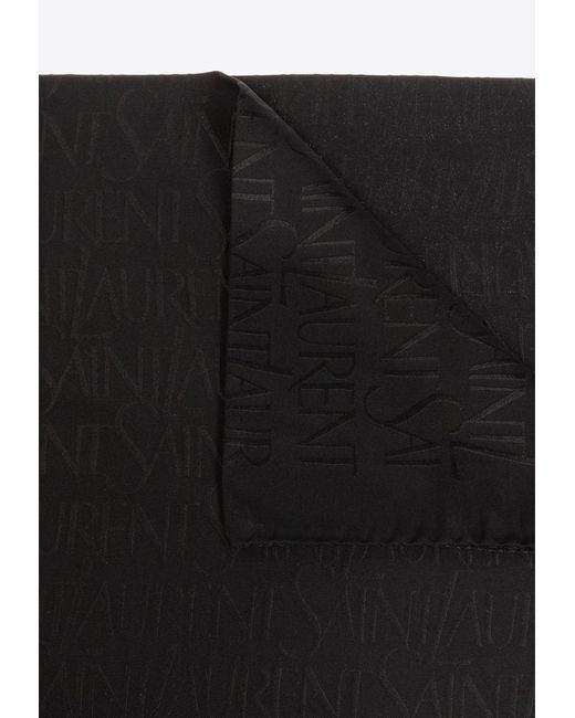 Saint Laurent Black Logo Jacquard Silk Square Scarf