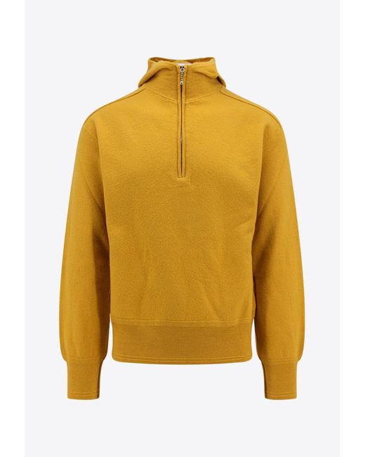 Burberry Yellow Half-Zip Wool Hooded Sweater for men