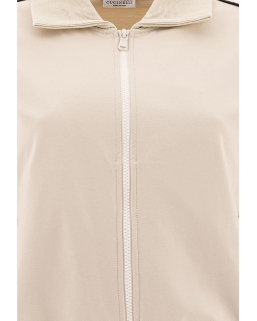 Brunello Cucinelli Natural Monili Embellished Track Jacket