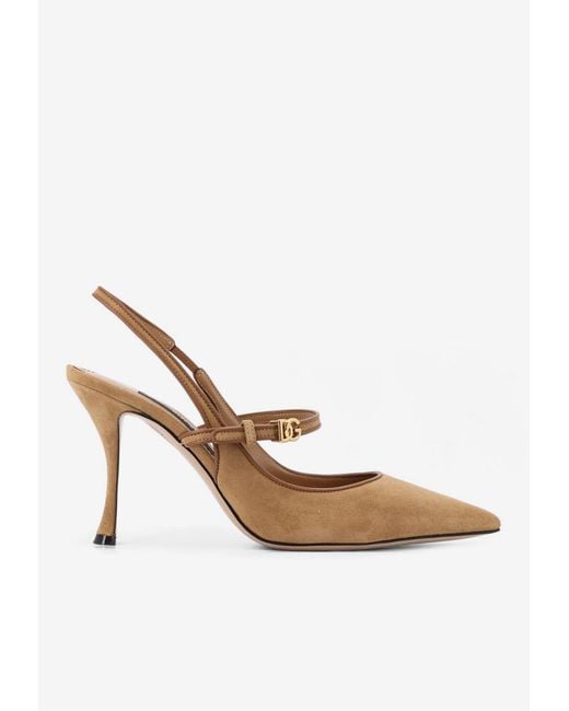 Dolce & Gabbana White Suede Slingback Pumps