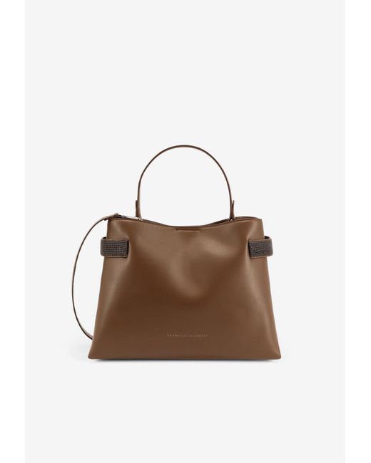 Brunello Cucinelli Brown Monili Leather Tote Bag