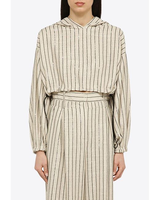 The Mannei Natural Sunne Striped Cropped Hooded Sweatshirt