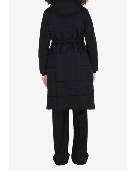 Burberry Black Quilted Hooded Coat