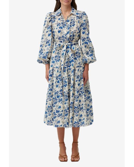 Keepsake Flourish Floral Print Midi Dress in Blue Lyst Australia