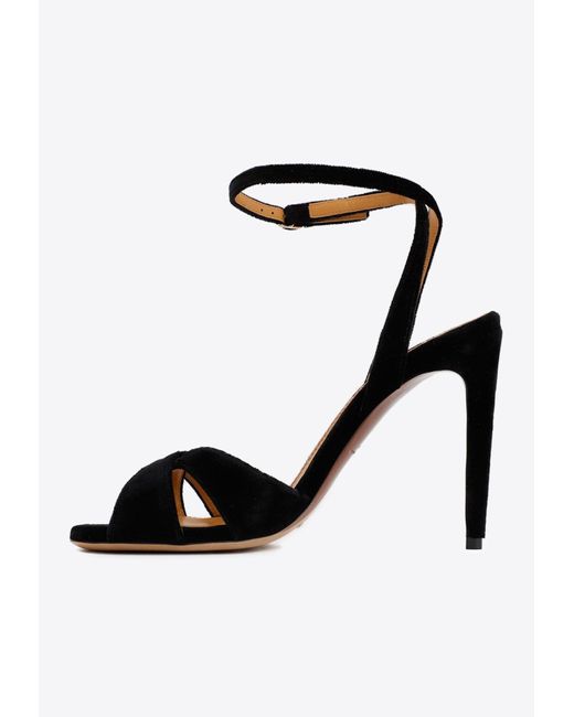 Ralph Lauren Kandice 100 Velvet Sandals in Black | Lyst
