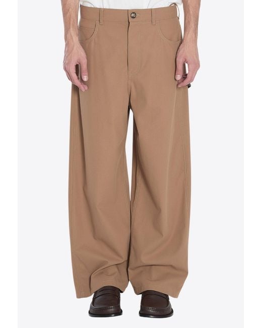 Loewe Men's Natural Twill Carpenter Wide-Leg Pants