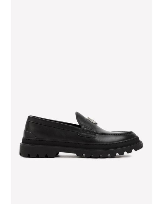 Dior Black Cd Logo Leather Loafers for men