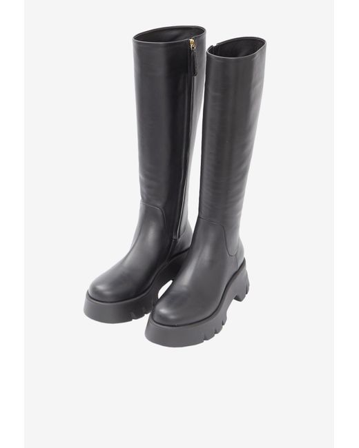 Gianvito Rossi Montey Knee-high Leather Boots in Black | Lyst