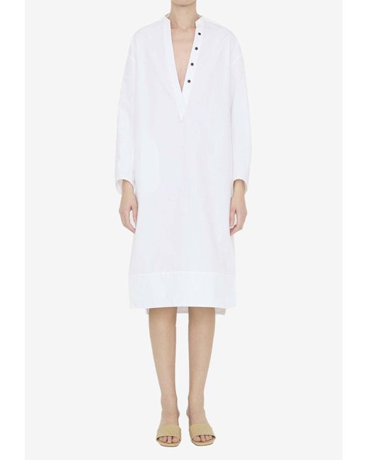 Khaite Brom Long-sleeved Dress in White | Lyst
