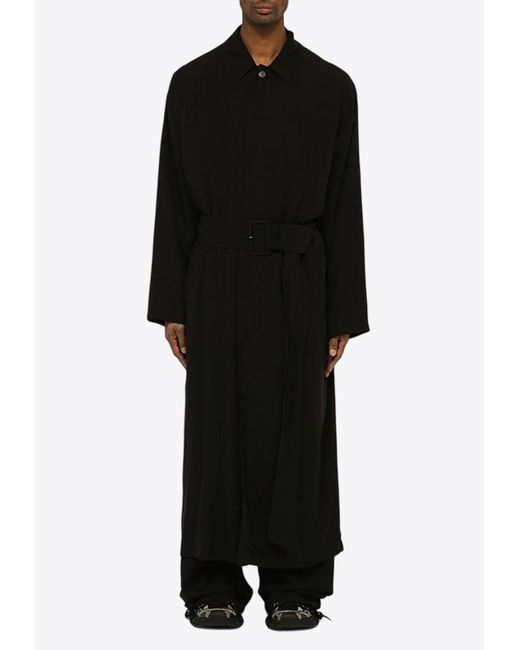 Balenciaga Black Single-Breasted Long Coat for men