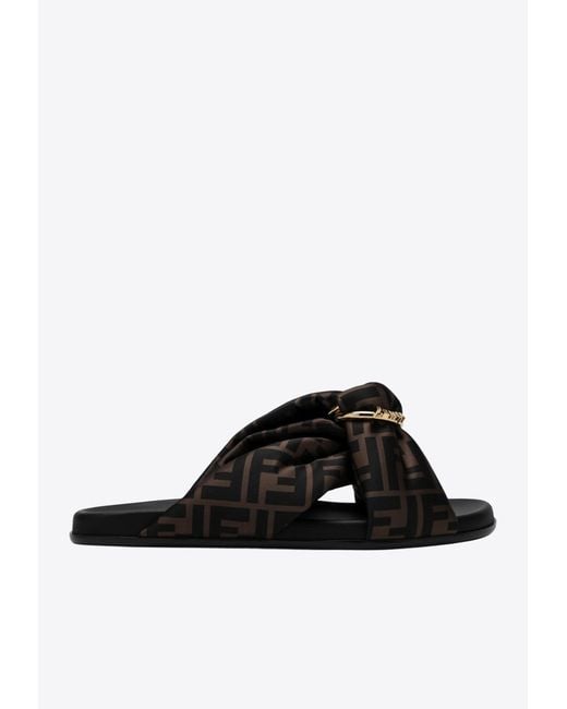 Fendi Brown Feel Ff Monogram Slides