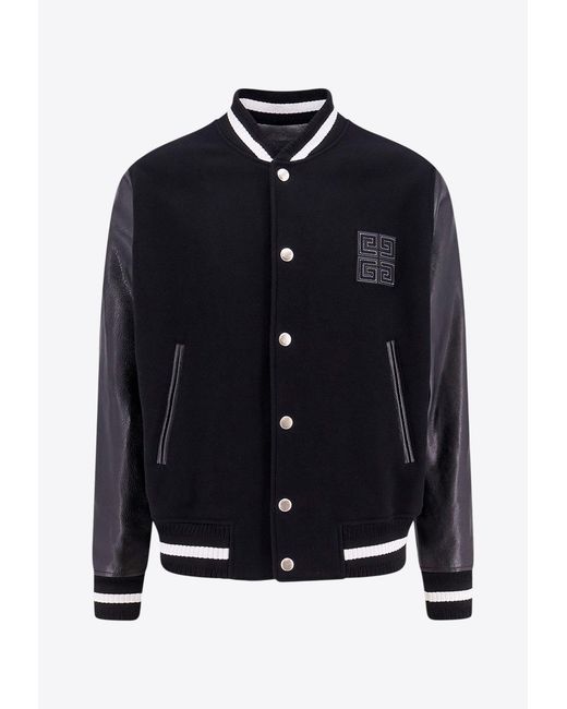 Givenchy Black 4G Logo Patch Bomber Jacket for men