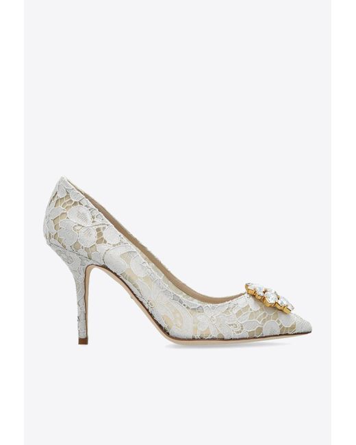 Bellucci 90 Lace Pumps with Brooch