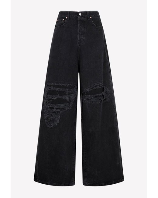 Vetements Blue Baggy Ripped Jeans for men