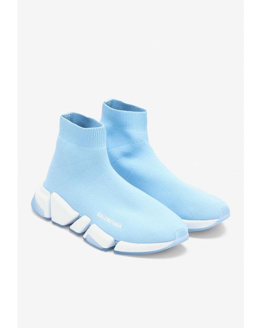 Balenciaga Speed 2.0 Stretch Knit Slip-on Sneakers in Blue | Lyst