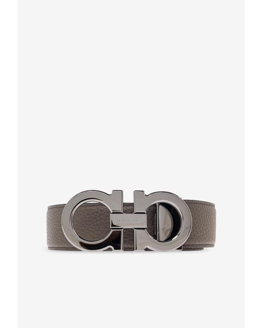 Ferragamo Double Gancini Reversible Leather Belt in White for Men