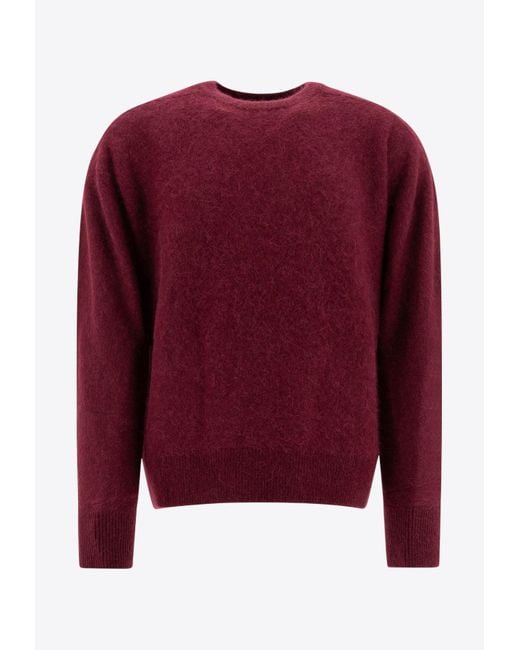 Kaptain Sunshine Red Ribbed Crewneck Sweater for men