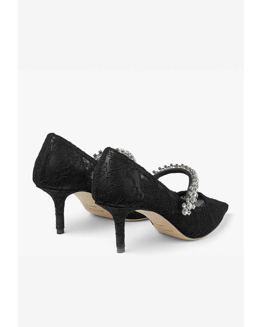 Jimmy Choo Black Bing 65 Crystal-Embellished Lace Pumps