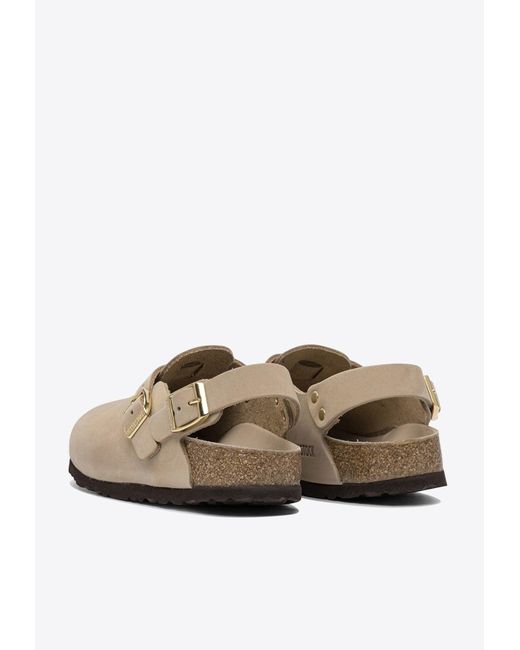 Birkenstock White Tokio Nubuck Leather Slides