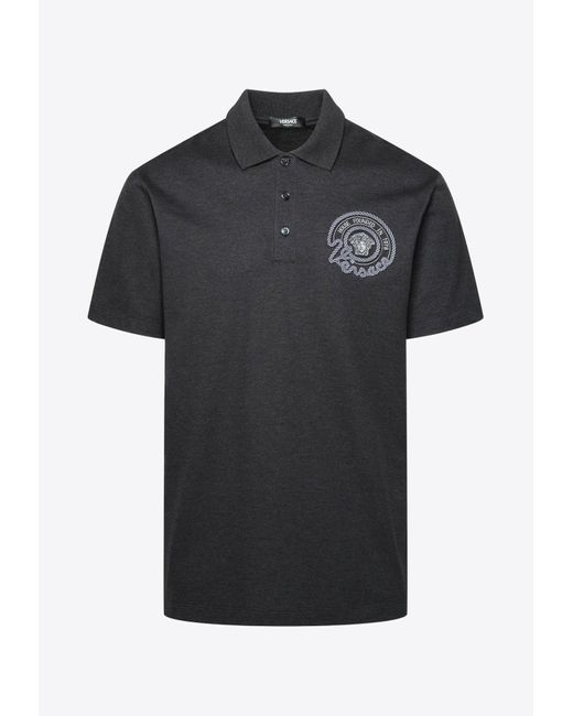 Versace Black Nautical Medusa Polo T-Shirt for men