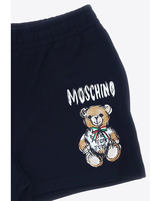 Moschino Blue Teddy Bear Print Mini Shorts