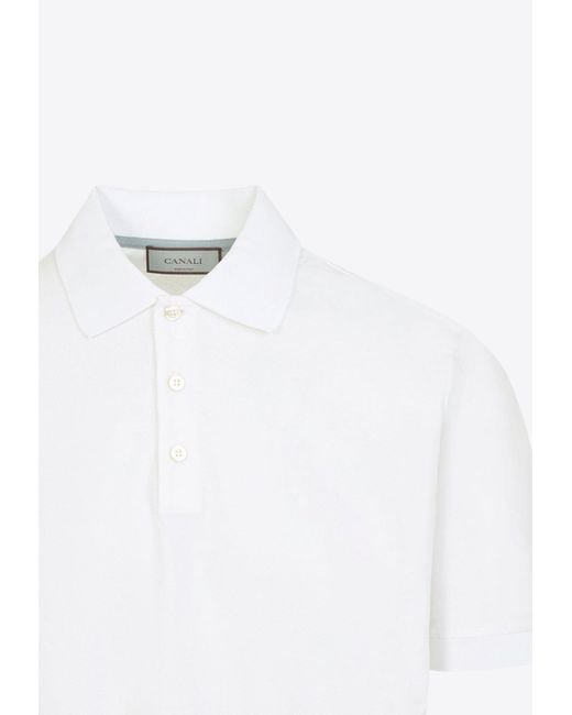 Canali White Basic Polo T-Shirt for men