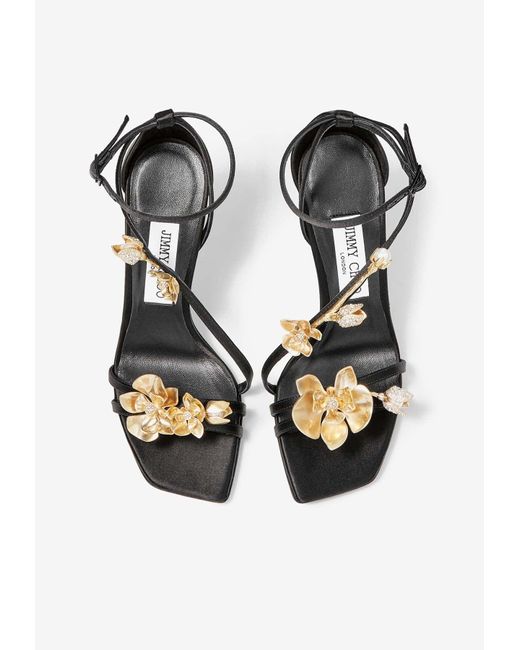 Jimmy Choo White Zea 95 Flower-Embellished Sandals