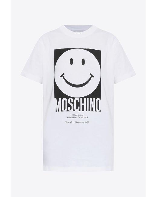 Moschino White X Smiley-Print Crewneck T-Shirt