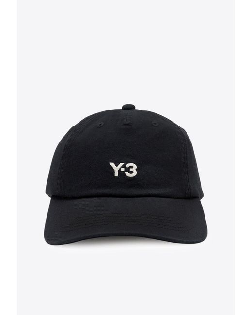 Y-3 Black Embroidered Baseball Cap for men