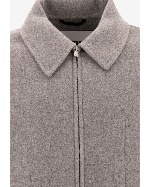 Jil Sander Gray Monogram Zip-Up Wool Jacket for men