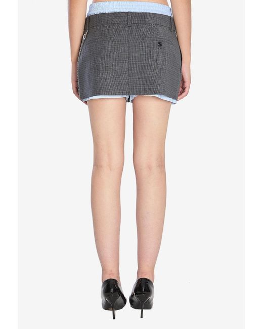 Alexander Wang Gray Pleated Wool Blend Mini Skirt