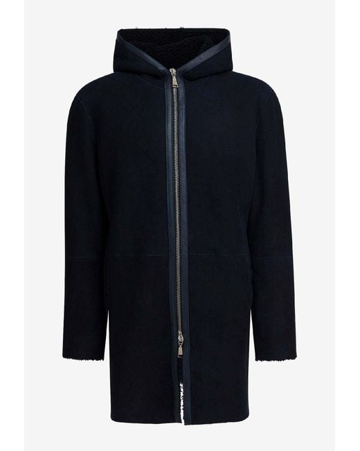 Tagliatore Blue Wool Zip-Up Coat for men