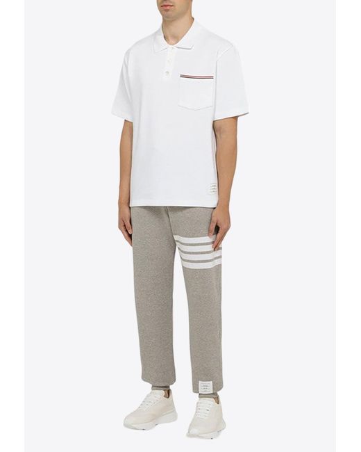 Thom Browne Short-sleeved Polo T-shirt in White for Men | Lyst
