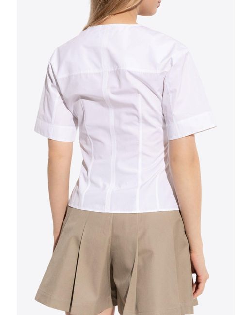 Alexander McQueen White Short-Sleeved Tailored Blouse