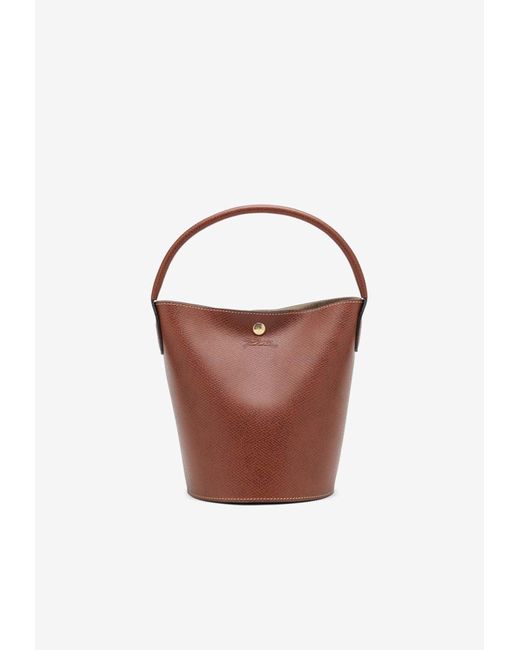 Longchamp Brown Épure Leather Bucket Bag