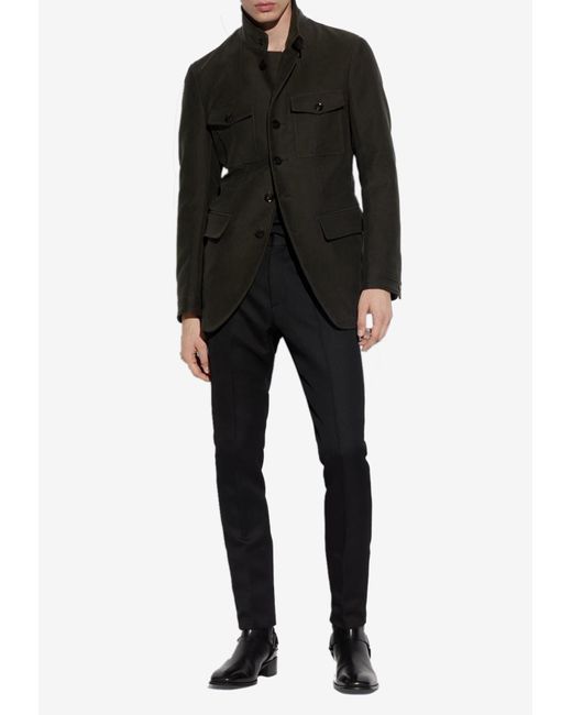 Tom Ford Black Buttoned Military Jacket for men