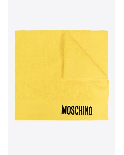 Moschino Yellow Embroidered Logo Beach Towel for men