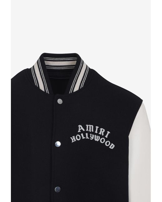 Amiri Black Hollywood Embroidered Bomber Jacket for men