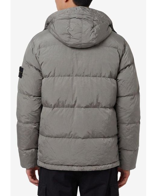 Stone Island Gray Zip-Up Down Jacket for men