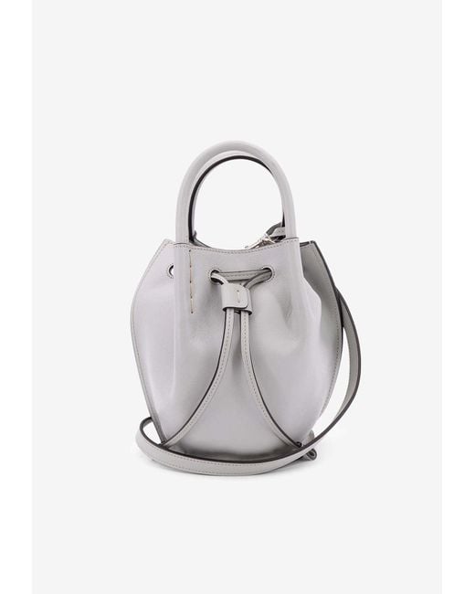 Tod's Mini Buz Leather Bucket Bag in Gray | Lyst