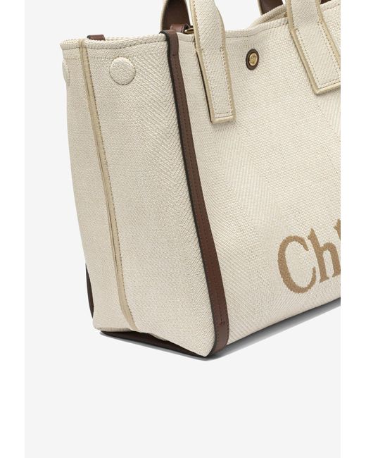 Chloé Natural Carry Raffia-Effect Logo Tote Bag