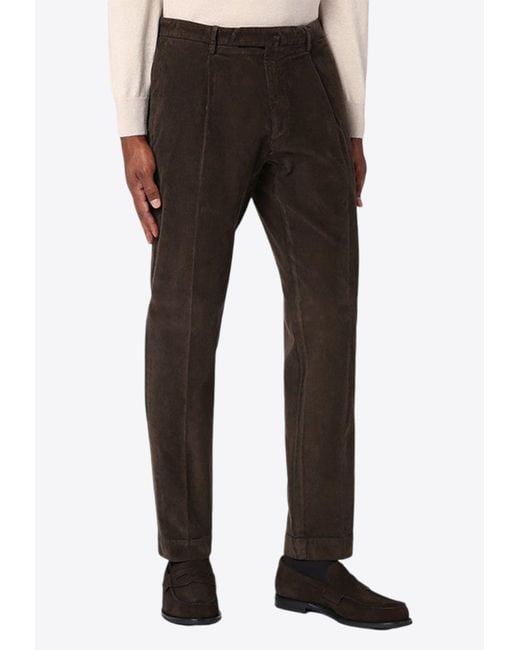 Santaniello Black Straight-Leg Corduroy Pants for men