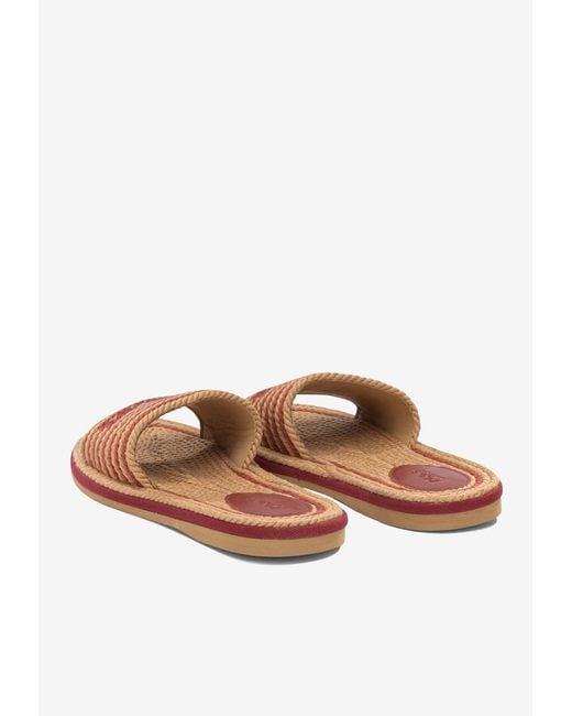 Chloé White Sand Woven Slides