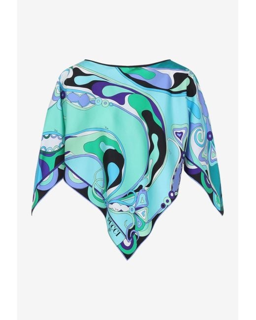 Emilio Pucci Blue Orchidee Cape Top