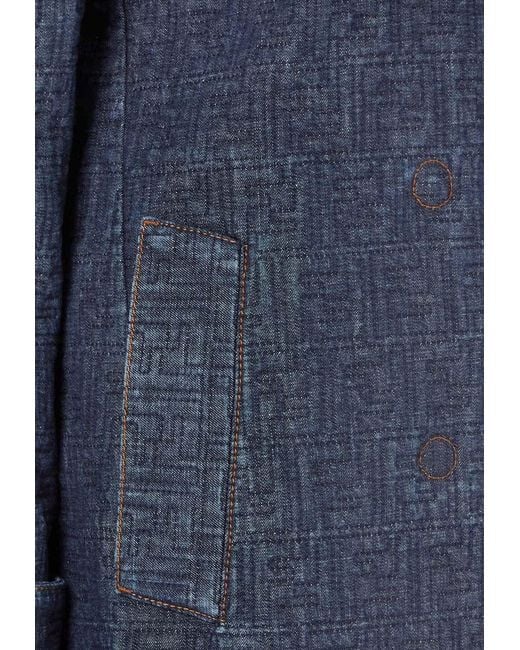 Fendi Blue Ff Denim Padded Coat