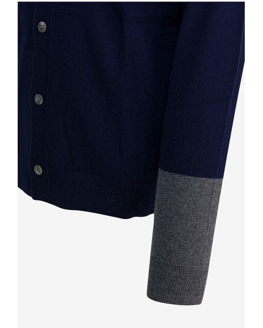 Comme des Garçons Blue Wool Buttoned Cardigan for men