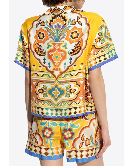 Etro Multicolor Printed Silk Short-Sleeved Shirt