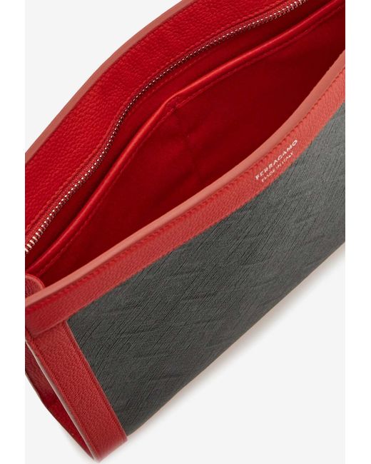Ferragamo Red Monogram Print Pouch Bag for men